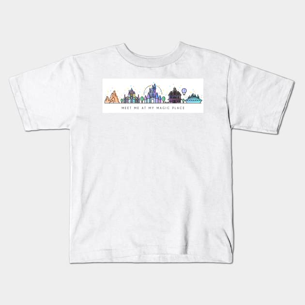 Meet me at my Magic Place. Happiest Place on Earth Vector Artwork Design Kids T-Shirt by CoconuTacha